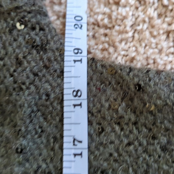 Express Sweater Womens Sz L Green Gray Mohair Blend Open Cardigan Sequins Chunky - Picture 6 of 8